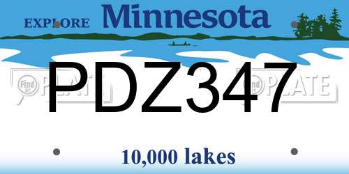 PDZ347 Minnesota License Plate