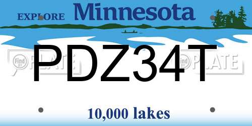 PDZ34T Minnesota License Plate