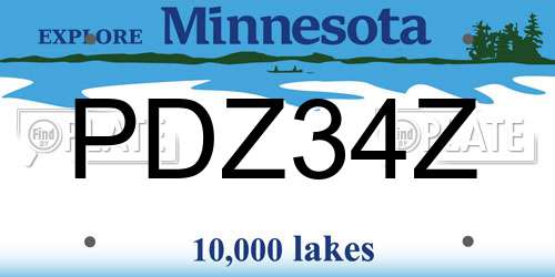 PDZ34Z Minnesota License Plate
