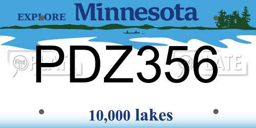 PDZ356 Minnesota License Plate