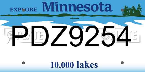 PDZ9254 Minnesota License Plate