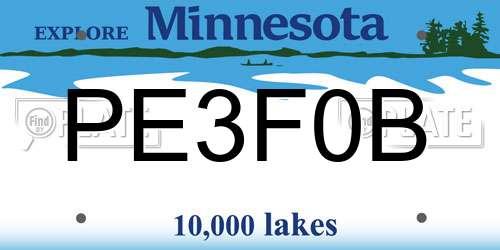 PE3F0B Minnesota License Plate