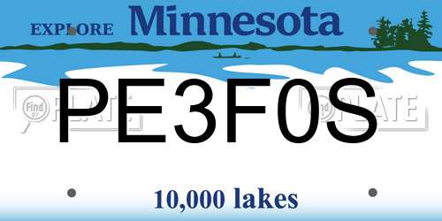 PE3F0S Minnesota License Plate
