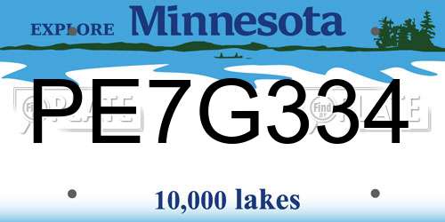 PE7G334 Minnesota License Plate