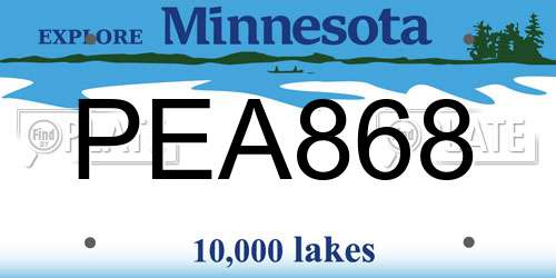 PEA868 Minnesota License Plate