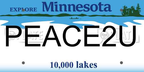 PEACE2U Minnesota License Plate