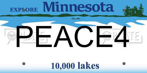 PEACE4 Minnesota License Plate