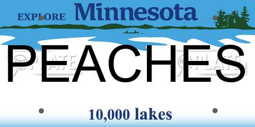 PEACHES Minnesota License Plate