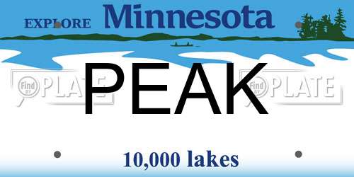 PEAK Minnesota License Plate