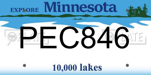 PEC846 Minnesota License Plate