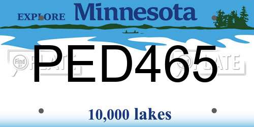 PED465 Minnesota License Plate