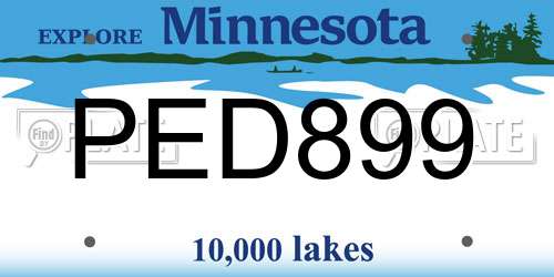 PED899 Minnesota License Plate