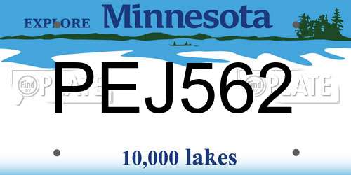 PEJ562 Minnesota License Plate