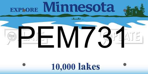 PEM731 Minnesota License Plate