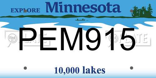 PEM915 Minnesota License Plate