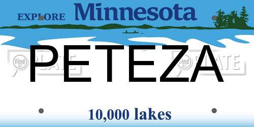 PETEZA Minnesota License Plate