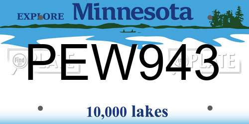 PEW943 Minnesota License Plate