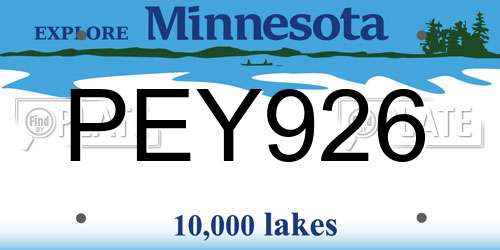 PEY926 Minnesota License Plate
