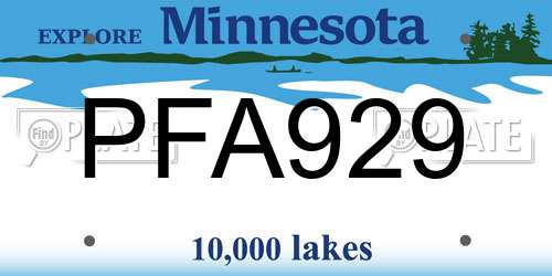 PFA929 Minnesota License Plate