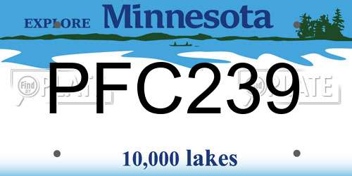 PFC239 Minnesota License Plate