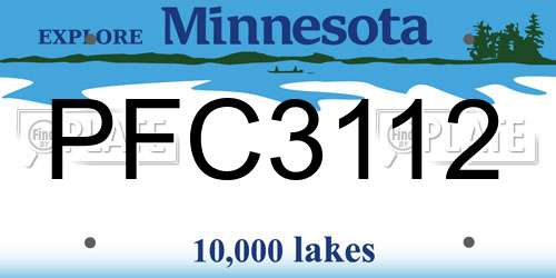 PFC3112 Minnesota License Plate