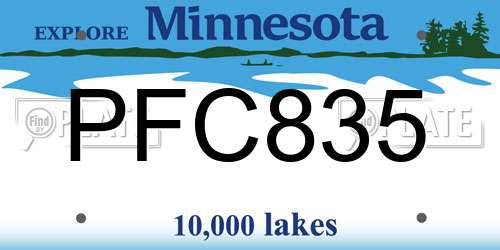 PFC835 Minnesota License Plate