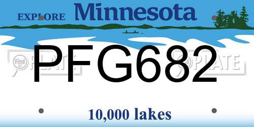PFG682 Minnesota License Plate