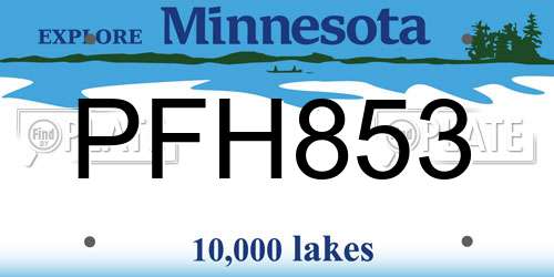 PFH853 Minnesota License Plate