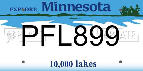 PFL899 Minnesota License Plate