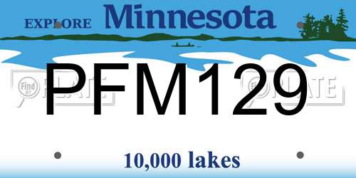 PFM129 Minnesota License Plate