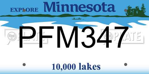 PFM347 Minnesota License Plate