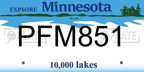 PFM851 Minnesota License Plate