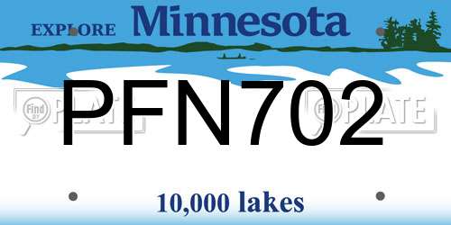 PFN702 Minnesota License Plate