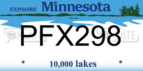 PFX298 Minnesota License Plate