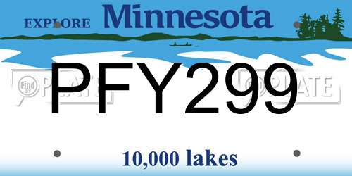 PFY299 Minnesota License Plate