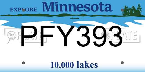PFY393 Minnesota License Plate