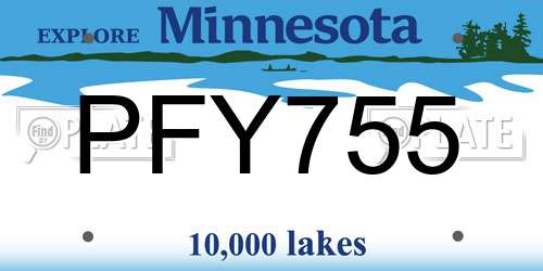 PFY755 Minnesota License Plate
