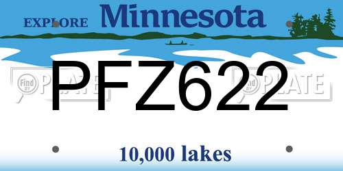 PFZ622 Minnesota License Plate
