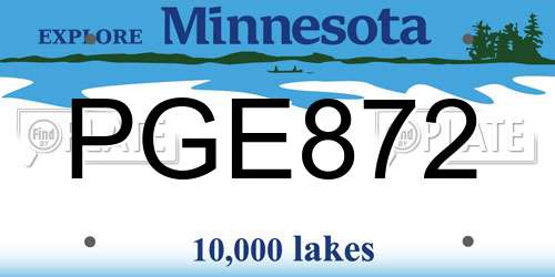 PGE872 Minnesota License Plate