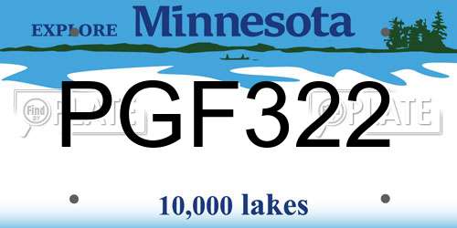 PGF322 Minnesota License Plate