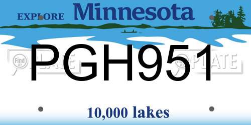 PGH951 Minnesota License Plate