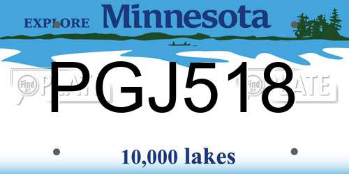 PGJ518 Minnesota License Plate