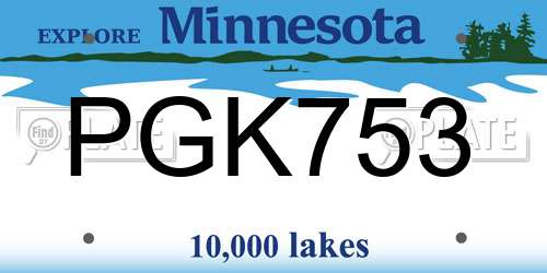 PGK753 Minnesota License Plate