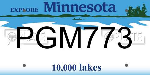 PGM773 Minnesota License Plate