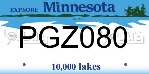 PGZ080 Minnesota License Plate