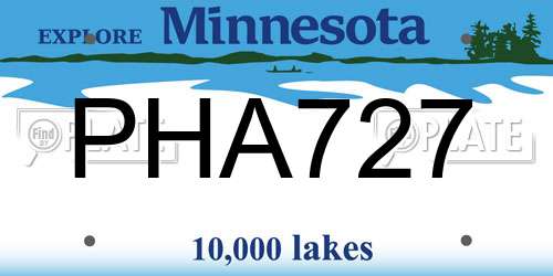 PHA727 Minnesota License Plate