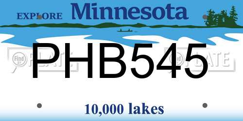 PHB545 Minnesota License Plate