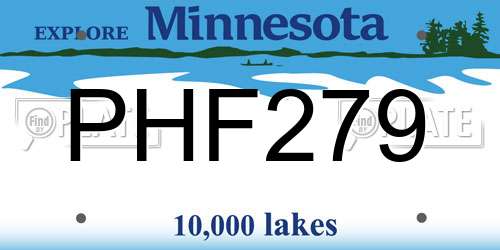 PHF279 Minnesota License Plate