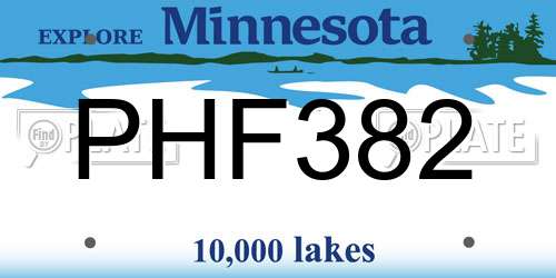 PHF382 Minnesota License Plate