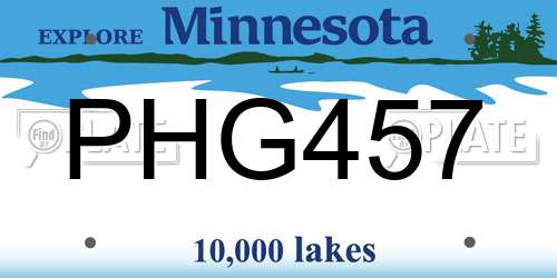 PHG457 Minnesota License Plate
